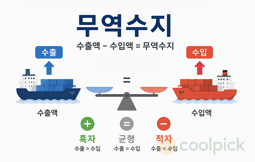 무역수지의 개념을 표현한 일러스트